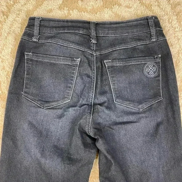 Laurie Felt Pull On Jeans Women's PXS Black Mid-Rise Silky Boot Cut Dark Wash - Picture 6 of 9